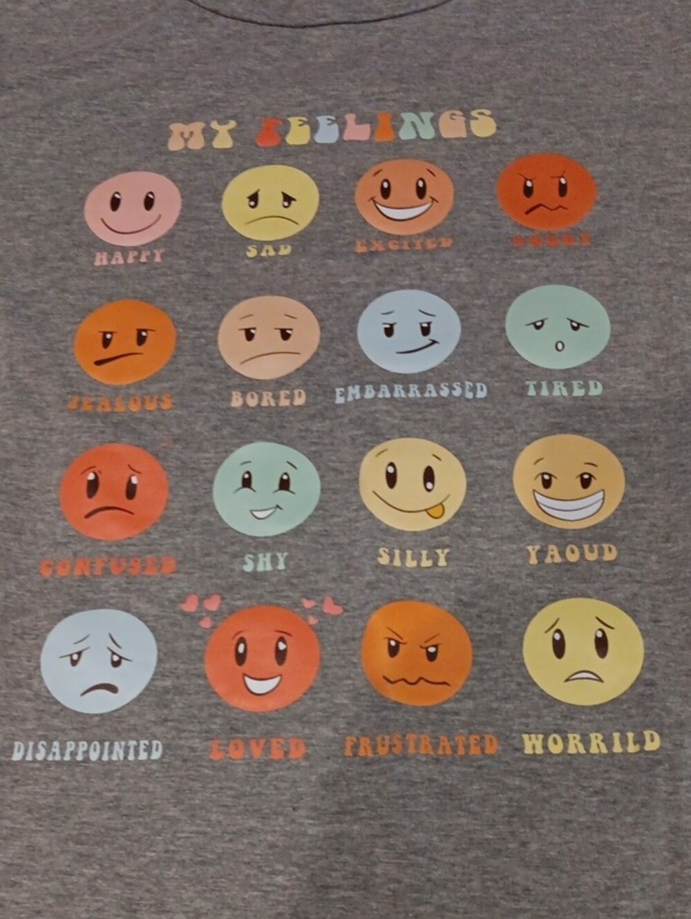 Ladies Gray Graphic Emotions T-Shirt - Picture 2 of 3